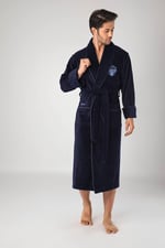 Sports Nakışlı Bambo Cotton Erkek Bornozu LACİVERT M