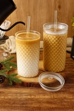 Squama Cam Kapaklı Borosilikat Soğuk Kahve Bardağı – 650 ml Şeffaf