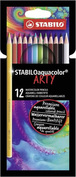 STABILO aquacolor ARTY - Kuru Boya Kalemi - 12'li Paket - Çeşitli Renkler