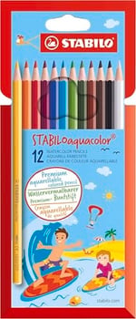 STABILO aquacolor - Kuru Boya Kalemi - 12'li Paket - Çeşitli Renkler