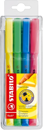 STABILO flash - Fosforlu Kalem - 4'lü Paket - Çeşitli Renkler - Seçenekler: 1 stück (1er Pack), 4’lü paket