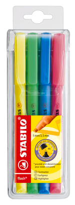 STABILO flash - Fosforlu Kalem - 4'lü Paket - Çeşitli Renkler - Seçenekler: 1 stück (1er Pack), 4’lü paket