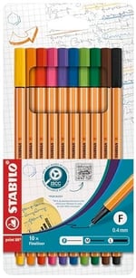 STABILO point 88 - İnce Keçe Uçlu Kalem - 10'lu Paket - Çeşitli Renkler