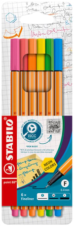 STABILO point 88 - İnce Keçe Uçlu Kalem - 6'lı Paket - Neon Renkler