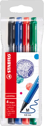 STABILO pointMax - Keçe Uçlu Kalem - 4'lü Paket - Çeşitli Renkler