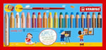 STABILO woody 3'ü 1 arada - Çok Özellikli Kalem - 18'li Paket - Çeşitli Renkler + Kalemtıraş ve Boyama Fırçası