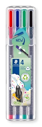 Staedtler 334 Sb4 Triplus Üçgen Fineliner Klasik Renk 0.3 mm 4'lü Set
