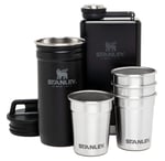 Stanley Adventure Pre-Party Flask and Nesting Shot Glass Set | 8 oz Leakproof Hip Flask | 4 Shot Glasses in Travel Carrying Case | Insulated Stainless Steel Liquor Flask | BPA-Free | Matte Black