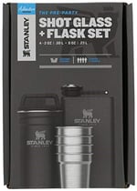 Stanley Adventure Pre-Party Flask and Nesting Shot Glass Set | 8 oz Leakproof Hip Flask | 4 Shot Glasses in Travel Carrying Case | Insulated Stainless Steel Liquor Flask | BPA-Free | Matte Black