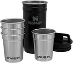 Stanley Adventure Pre-Party Flask and Nesting Shot Glass Set | 8 oz Leakproof Hip Flask | 4 Shot Glasses in Travel Carrying Case | Insulated Stainless Steel Liquor Flask | BPA-Free | Matte Black
