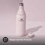 STANLEY All Day Slim Soğuk Su Termosu 0.60 Litre - Pembe Kuvars (Rose Quartz) | Paslanmaz Çelik | 6 saat soğutur. - 11 saat. Buz soğutmalı, sızdırmaz, BPA içermez, bulaşık makinesinde yıkanabilir