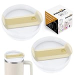Stanley Cup için 40 oz Bardak Kapağı Yedek Kesim, Stanley Seyahat Tumbler için 2 Paket Şeffaf Yedek Kapak, Stanley Bardak Aksesuarları için Dökülmeye Dayanıklı Bardak Kılıfları (Opak - Krem)