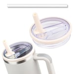 Stanley Cup ile Uyumlu 40 Oz Tumbler Flip Hasır Kapak Stanley Cup Quencher ile Uyumlu 40 oz Tumbler Bardak Kapağı (Krem Beyaz, 1 Paket)