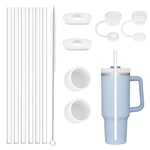 Stanley Kupası için Hasır Dökülme Durdurucu Kapak Aksesuarları 40oz 30oz Söndürücü, Temizleme Fırçası ile 6 Hasır Değiştirme Bardak Aksesuarları, 4 Sızdırmaz Fiş, Stanley için 2 Silikon Kapak Kapağı