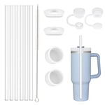 Stanley Kupası için Hasır Dökülme Durdurucu Kapak Aksesuarları 40oz 30oz Söndürücü, Temizleme Fırçası ile 6 Hasır Değiştirme Bardak Aksesuarları, 4 Sızdırmaz Fiş, Stanley için 2 Silikon Kapak Kapağı
