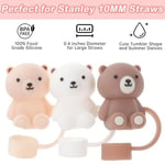 Stanley Kupası için Hasır Kapak Kapağı, Stanley Kupası ile Uyumlu Silikon Ayı Hasır Toppers 30 & 40oz Bardak, 10mm 0,39 inç Toz Geçirmez Yeniden Kullanılabilir Hasır İpuçları Kapakları Stanley Kupası