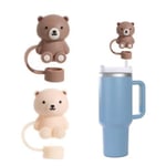 Stanley Kupası için Hasır Kapak Kapağı, Stanley Kupası ile Uyumlu Silikon Ayı Hasır Toppers 30 & 40oz Bardak, 10mm 0,39 inç Toz Geçirmez Yeniden Kullanılabilir Hasır İpuçları Kapakları Stanley Kupası