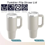 Stanley Quencher fincan için 2 Paket 40 oz Tumbler Flip Straw Kapak Yedek takım, sızdırmaz ve dökülmeye dayanıklı bardak kapağı, Stanley 40 oz bardak için uygun Tumbler Cover (Beyaz)