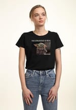 Star Wars The Mandalorian - Baby Yoda Meme Bisiklet Yaka T-Shirt Tişört Kadın