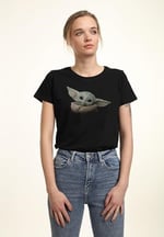 Star Wars The Mandalorian - The Child Face Bisiklet Yaka T-Shirt Tişört Kadın