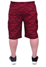 Starbattal Büyük Beden Likralı Erkek Penye Şort Honeycomb Camouflage 23612 BORDO