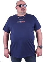 Starbattal Büyük Beden Sıfır Yaka Tişört Butterfly 23107 Marin