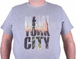 Starbattal Büyük Beden Sıfır Yaka Tişört New York City 23125 GRI MELANJ