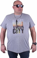 Starbattal Büyük Beden Sıfır Yaka Tişört New York City 23125 GRI MELANJ