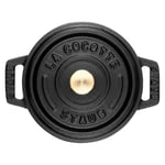 STAUB 40500-101-0 Mini Güveç, yuvarlak kapaklı 10 cm, 0,25 L, indüksiyona uygun, mat siyah emaye kap içi, siyah