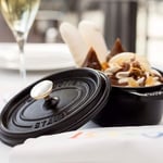 STAUB 40500-101-0 Mini Güveç, yuvarlak kapaklı 10 cm, 0,25 L, indüksiyona uygun, mat siyah emaye kap içi, siyah
