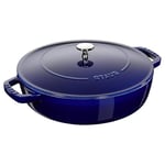 Staub Braisers Chistera Yağmur Efektli Kapaklı Döküm Tencere, Mavi - Bedenler: 28 cm, 24 cm, 3.7 L, 33 x 31 x 9.5 cm