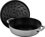 Staub Chistera Yağmur Efektli Kapaklı Döküm Tencere, Gri, 24 cm - Bedenler: 24 cm, 28 cm