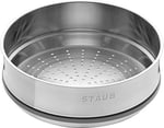 STAUB Dökme demir kızartma tavası / Cocotte buhar eklentili, yuvarlak 26 cm, 5.2 l, tencerenin içinde mat siyah emaye kaplama, grafit grisi