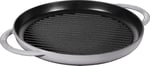 Staub Grill Pans Çift Kulplu Döküm Izgara Tava, Gri - Bedenler: 30 cm, 39 x 5.5 x 4.03 cm