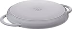 Staub Grill Pans Çift Kulplu Döküm Izgara Tava, Gri - Bedenler: 30 cm, 39 x 5.5 x 4.03 cm