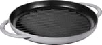 Staub Grill Pans Çift Kulplu Döküm Izgara Tava, Gri - Bedenler: 30 cm, 39 x 5.5 x 4.03 cm
