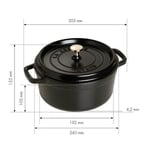 Staub La Cocotte Döküm Tencere, Siyah, 24 cm