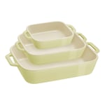 Staub Sermik 3 Parça Dikdörtgen Fırın Kabı Seti, Limon Yeşili