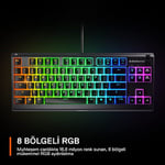 steelseries Apex 3 TKL Türkçe Gaming Klavye Tenkeyless, 8 Bölge RGB Aydınlatma Türkçe QWERTY - Seçenekler: Apex 3 TKL, Apex Pro TKL Wireless, Apex Pro