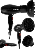 Steiner Alman 3800 Watt Professional Saç Kurutma Makinesi AC Motor Fön Makinesi + Difüzör Başlık + 2 Adet Düz Başlık