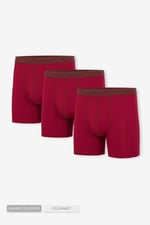 Steve Wolls Erkek Bordo 3’Lü Uzun Paça Bambu Boxer - 25201