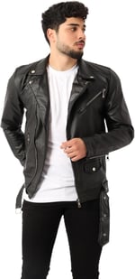 Stil Kombin Kuzey Beli Kemerli Suni Deri Ceket BL 1261