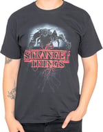 Stranger Things Logo Demo Glow Bisiklet Yaka Tişört Erkek