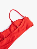 Straplez Bikini Üstü Çıkarılabilir Askılı Dokulu Kaplı