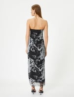 Straplez Midi Elbise Korse Detaylı