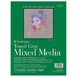 Strathmore Toned Gray Mixed Media, 400'lü Serisi, Gri, Geri Dönüştürülmüş Karışık Medya Kağıdı, 300 g/m², Kısa Tarafı Yapıştırılmış Blok, 23 x 31 cm, Gri, 15 Yaprak