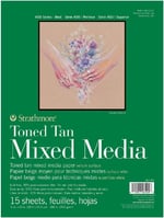 Strathmore Toned Gray Mixed Media, 400'lü Serisi, Gri, Geri Dönüştürülmüş Karışık Medya Kağıdı, 300 g/m², Kısa Tarafı Yapıştırılmış Blok, 23 x 31 cm, Gri, 15 Yaprak
