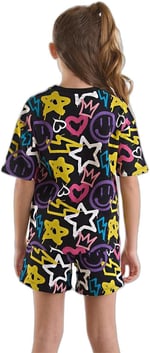 Street Style Kız Çocuk T-shirt Şort Takım
