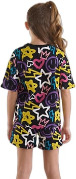 Street Style Kız Çocuk T-shirt Şort Takım