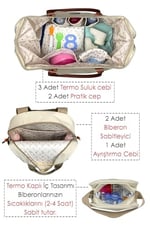 Stylo Bebek Bakım Kadın Omuz Çantası + Popi Anne Kadın Sırt Çantası Termos Çanta Hediye (POPİMOMMYBEJ)